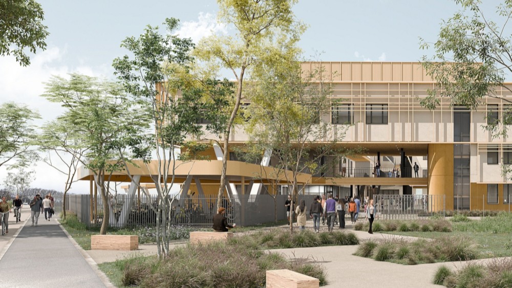 Une vue du futur lycee de Meximieux. © Soho Architecture