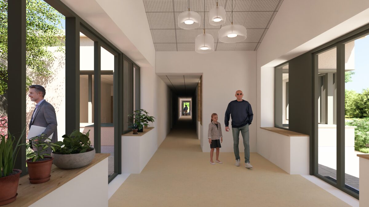Vue de l'entrée intérieure de la future maison de santé des Huguets. © Mairie de Saint-Didier-sur-Chalaronne