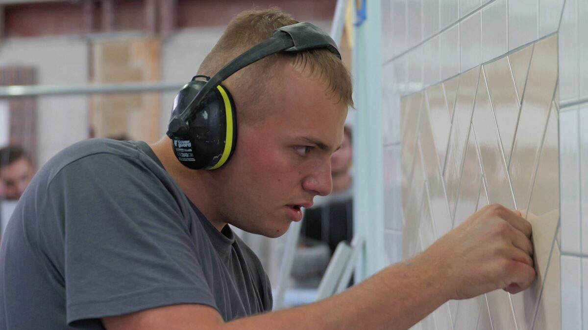 Les Worldskills en carrelage au CFA BTP Ain. © BTP CFA Aura